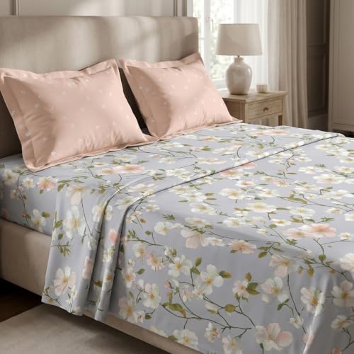 Image of MYTRIDENT Soft Comfort Bedsheet for Double Bed, 100% Cotton Bedsheet, 180 TC, Soft and Breathable, King Size Bedsheet with 2 Pillow Covers - Elysin