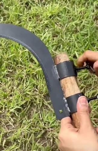 Image of Grass Sickle Cutter Head with screw - Sharp Curved Blade for Cutting Grass and Weeds, Heavy Duty Coconut Plucker Tool Attachment with Adjustable Handle Clamp for Outdoor Use