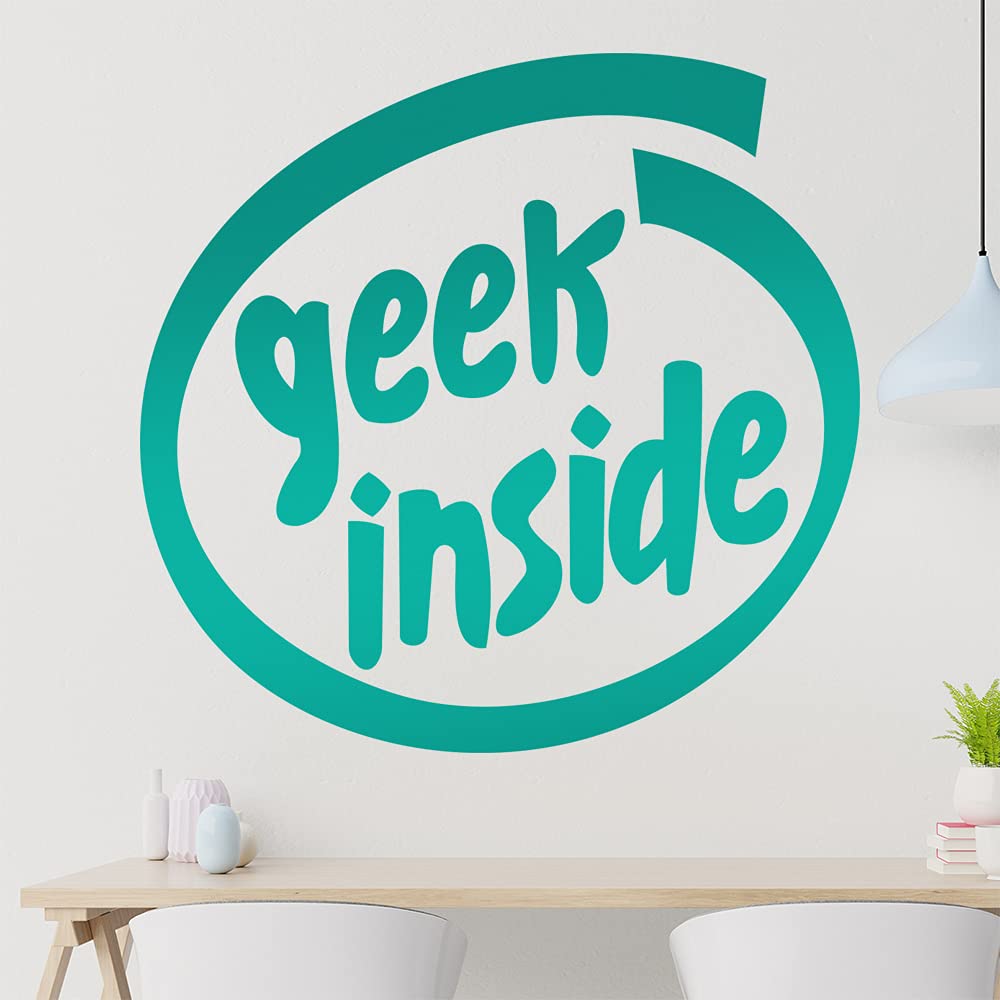 Kiwistar Adesivo Murale 'Geek Inside' - 6 Misure Disponibili, Rimovibile, Per Pareti Lisce, Vetro, Metallo, Con Istruzioni E Adesivo Di Prova