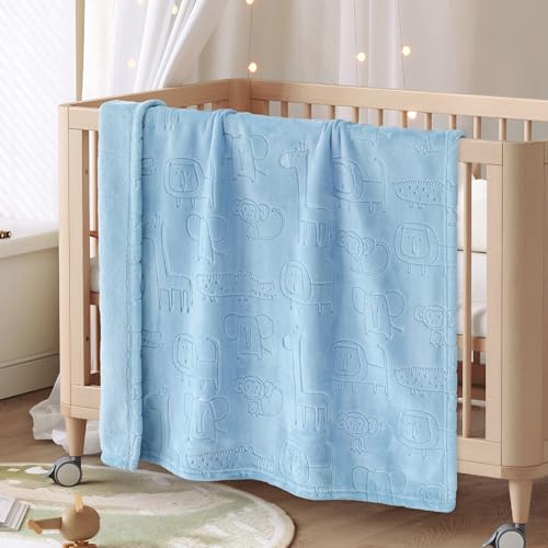 Image of BORITAR Baby Blanket for Boys Girls Ultra Soft Fleece Warm and Lightweight Animal Blankets for Infant Toddler Newborn, 30x40 Inch, Blue