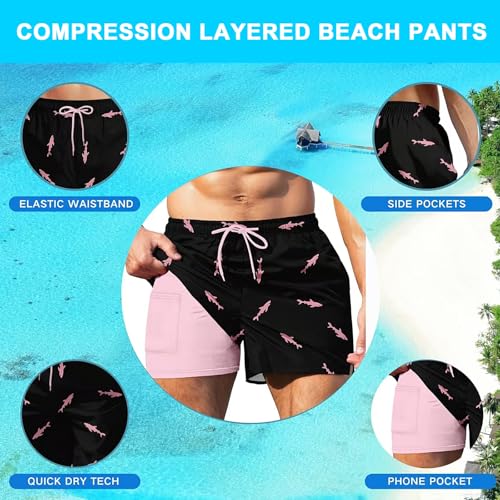 Keevoom Mens Swim Trunks Compression Liner Swim Shorts Quick Dry Swimwear Swimsuit Bathing Suits Board Shorts with Pockets3