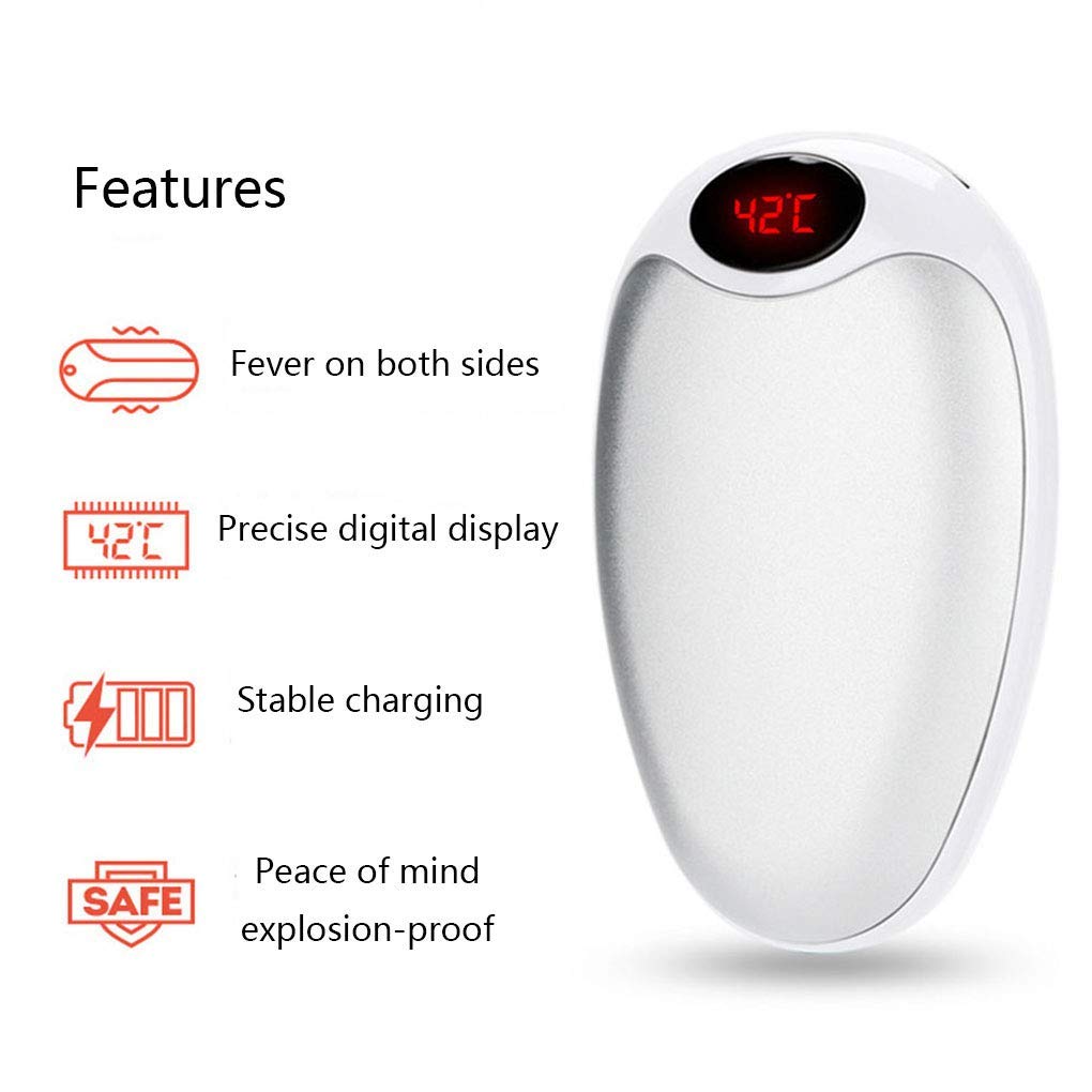 Display Digitale Intelligente Scaldamani Ricaricabile 2 in 1 Power Bank Multifunzione 4000 mAh USB Scaldamani a Doppio Lato Scaldamani Elettrico Power Bank