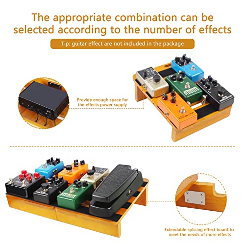 Pedalboard, Wooden Guitar Effects Pedal Board 17.3"x11.8", Removable & Easy to Carry, with Cable Supply Pedalboard Set Guitar Accessories (Removable) - Image 4