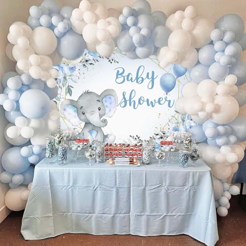 Fondo fotográfico elefante Baby Shower 7x5ft azul miniatura 2