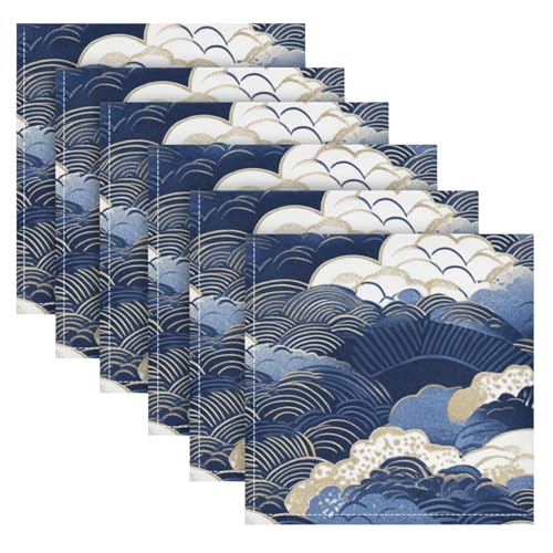Servilletas de tela azul marino Sushi 20 x 20 pulgadas set 6 miniatura 1