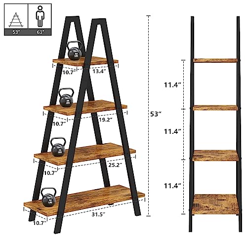 4-Tier Industrial Bookshelf with Metal Frame by Recaceik - For Home Office and Living Room - Image 3