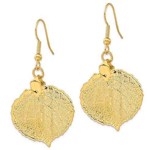 24K Gold Dipped Aspen Leaf Dangle Earrings4