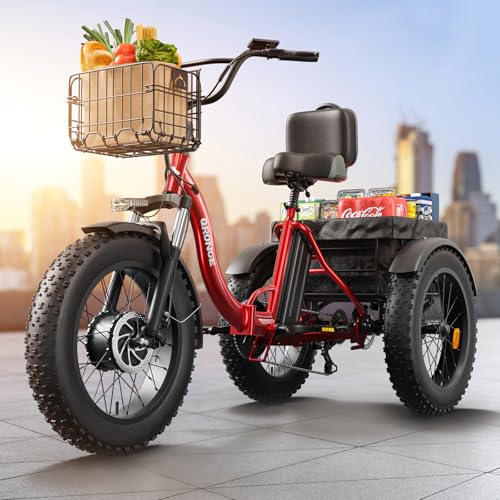QRONGE Electric Tricycle for Adults 960W Peak, 36V 13.5AH Battery Ebike 50 Miles...