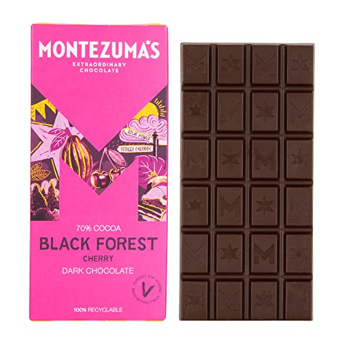 Montezumas Black Forest 70% Cocoa Dark Chocolate With Cherry Gluten Free & Naturally Vegan 90g Bar
