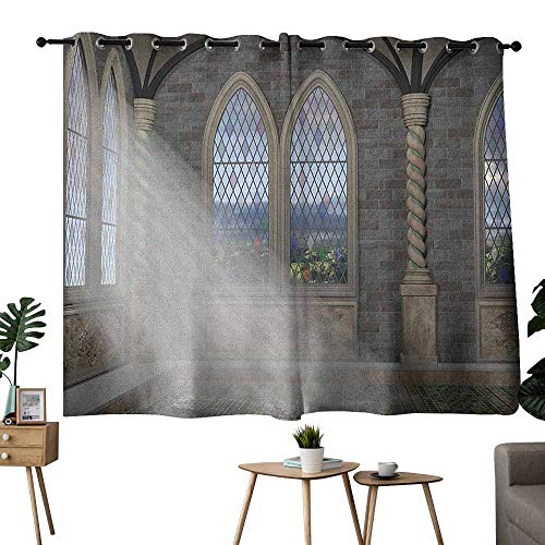 Zmcongz - Cortina cálida con diseño de Tronco Antiguo en Olas del océano con pájaro mágico, Pirata, Barco, Color Verde Menta, Caramelo pálido, Reduce el Ruido