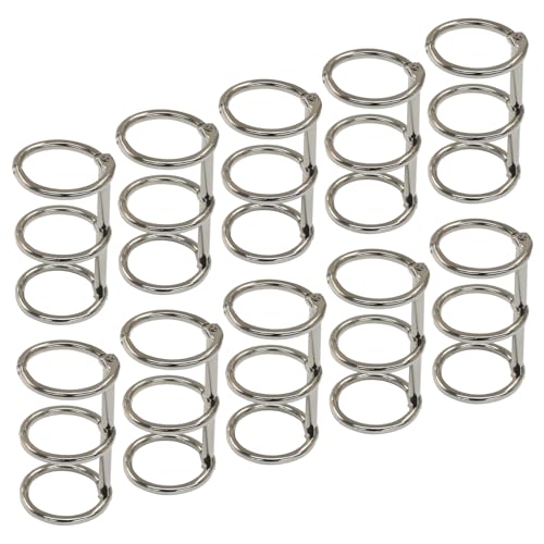 Marvexi 10Pcs Silver Metal 3 Ring Loose Leaf Binders Book Rings, 3 Ring Snap Ring Binder for Organizing Documents, Papers, and Notebooks, Ideal for Office, School, and Home Use