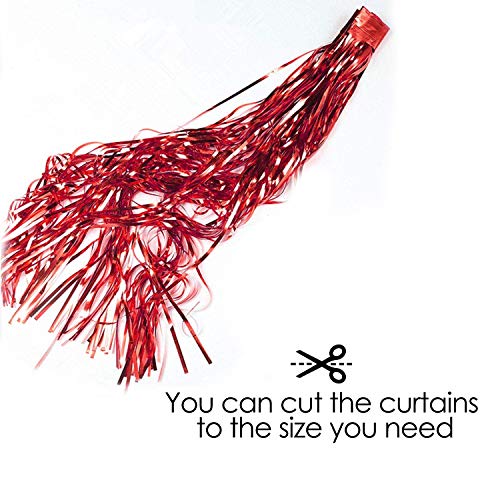 Image of Party Propz Red Foil Curtain For Decoration - Set of 1 Pc (3 ft x 6.83 ft) Red Backdrop Birthday Foil Curtains | Red Metallic Foil Curtain For Decorations | Foil Fringe Curtains For Birthday