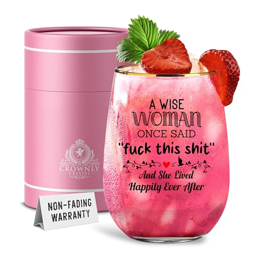 CROWNLY CRYSTAL Funny Gifts for Women Leaving Gifts Colleagues Personalised Wine Glass Gin Glasses Gift Ideas Friends Birthday