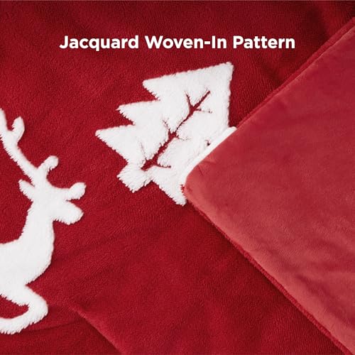 Image of Bedsure Fluffy Christmas Comforter Set King - Red Bedding with Running Reindeer, Warm Flannel Fleece Bed Sets for Winter, 3 Pieces, 1 Soft Plush Shaggy Comforter with 2 Pillowcases | Bed in a Bag, Comforters, Bedroom, Flannel Fleece Bedding with Running Reindeer Pattern, Soft Plush Shaggy Set, Easy Care