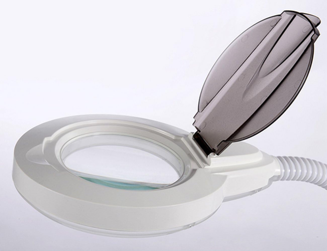 Lámpara de aumento LED de luz fría 5 veces ampliación movible Cruz trípode belleza lámpara para cuidado facial tatuaje o lectura personal Elitzia ETH3004(Blanco 120 Lámpara perlas D2)