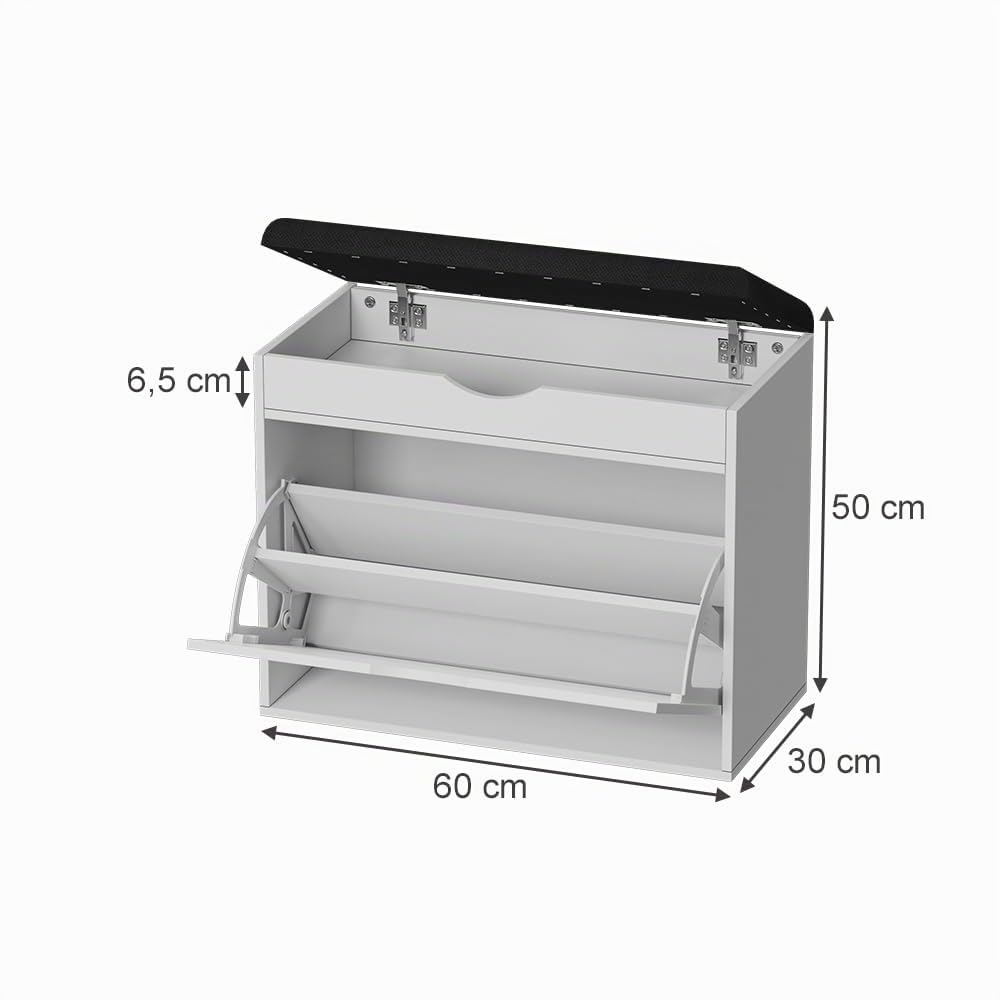 Vicco Schuhbank Schufy, Weiß, 60 x 51 cm
