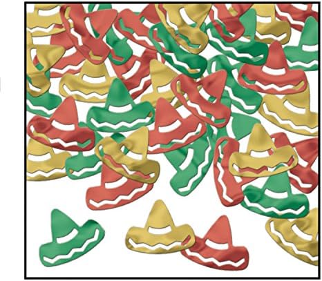 Beistle Metallic Plastic Fiesta Sombrero Confetti Cinco De Mayo Mexican Theme Table Party Decorations Supplies, Red/Gold/Green image 5