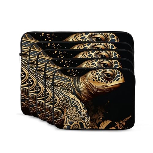 Funda para portátil con patrón tortuga marina negro y dorado 15 pulgadas miniatura 2