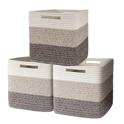 Panier de rangement en coton tissé main, cube rustique durable pour dressing - 2