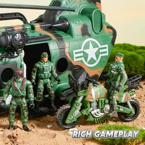 Joyin 11643 10-In-1 Military Helicopter Toys Set With Light, Sound, Trucks, Boat, Bike, Army Men thumb #5