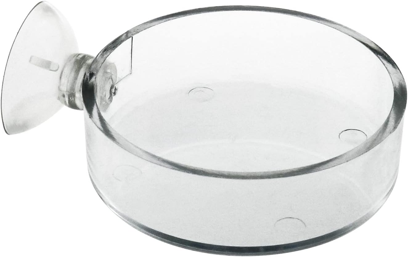 ZRM&E Aquarium Glass Feeder Shrimp Feeding Dish Transparency Acrylic Food Tray Container with Suction Cup Fish Tank Aquascape Decor, 6.5cm