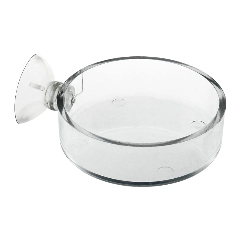 Comedouro para peixes e camarões de aquário em acrílico transparente com ventosa ZRM&E 6,5 cm