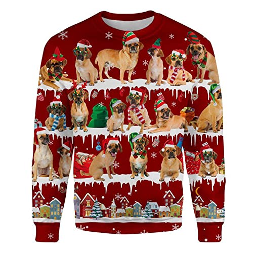 Puggle Snow Christmas Ugly Christmas Sweatshirt Hoodie Tshirt Animal Dog Cat Sweater Unisex Graphic Long Sleeve Sweatshirt for Women Men Boys Girls Full Size Christmas Hoodie Sweatshirt