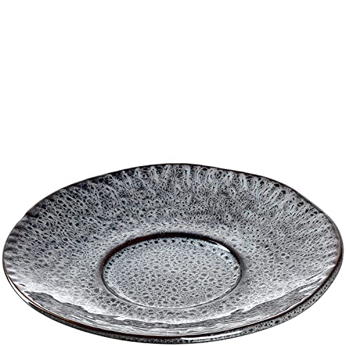 Leonardo Matera 018590 Soucoupe en grès passant au lave-vaisselle pour tasses Matera et 1 soucoupe en céramique, gris, Ø 15 cm