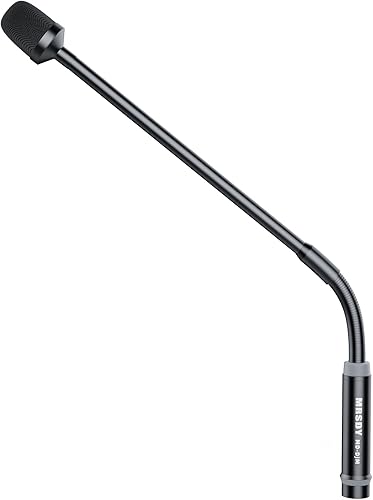 Micrófono de cuello de cisne, micrófono dinámico profesional XLR de 17 pulgadas, metal negro que soporta rotación de 360, flexión, reducción de