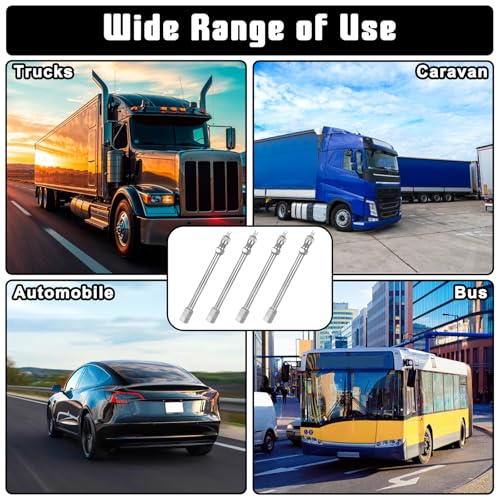 Image of 4 Pcs 4.3 Inch Valve Stem Extension, 110 mm Wheel Tire Valve Extension Long Brass Universal Tire Stem Extender for Car, Motorcycle, Truck, Bike (Silver)