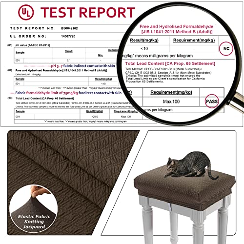 Image of 4 pcs Vanity Stool Bench Covers, Luxury Crease-Resistant Jacquard Fabric Saddle Bar Stool Slipcovers Stretch Washable, (Rectangle, 4 Counts, Brown)