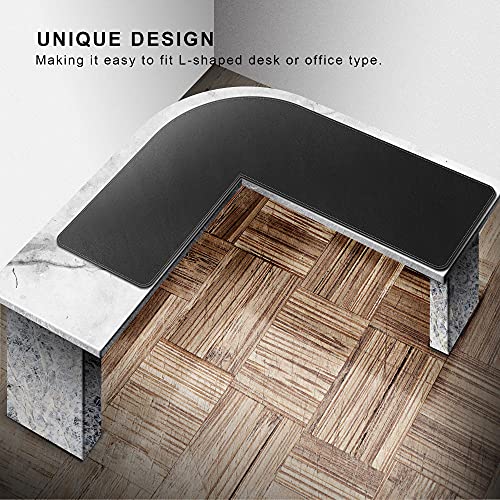 Image of Chihein Leather Desk Mat L Shaped 61 inch x 80.7 inch x 23.6 inch - Big Gaming Corner Desk Pad, Non-Slip Waterproof Surface, Easy to Clean, Perfect for Office, Home (Black)