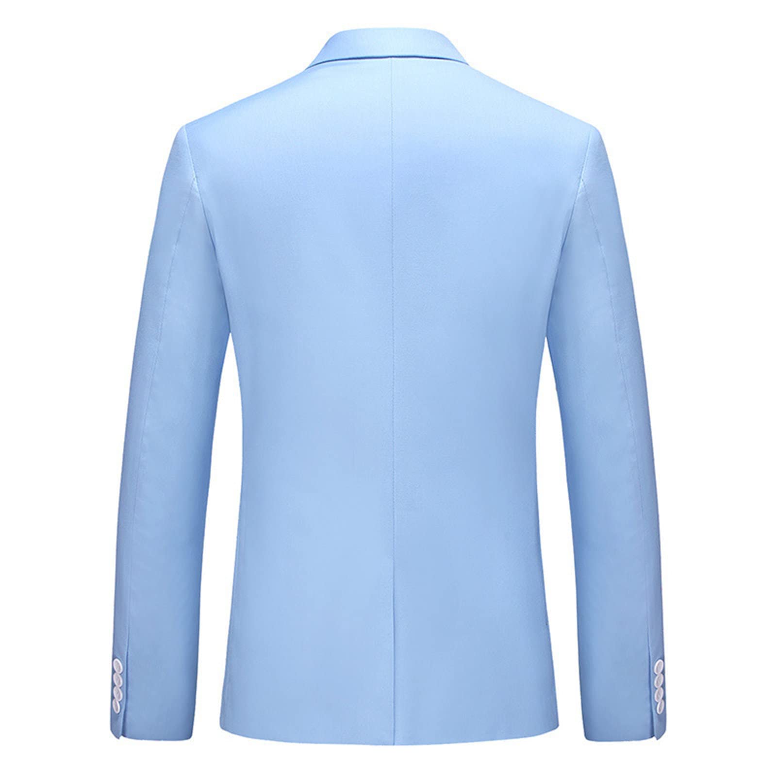Men's Slim Fit Double Breasted Jacket Slim Fit Business Daily Prom Blazer Peak Lapel Groom Wedding Party Suit Coat (Light Blue,XX-Large)