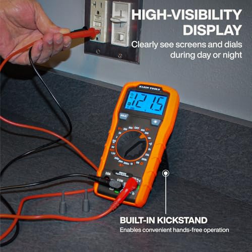 Image of Klein Tools 80196 Digital Multimeter Kit with Case, Manual-Ranging 600V AC /DC Voltage Tester, Tests Batteries, Current, Resistance, Diodes, and Continuity, Protective Carrying Case