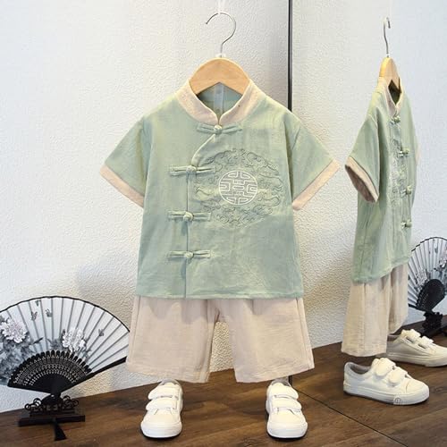 Toddler Boy Chinese New Year Outfit Cute Tang Suit Traditional Graphic Short Sleeve T Shirt Shorts Linen Clothes Sets2