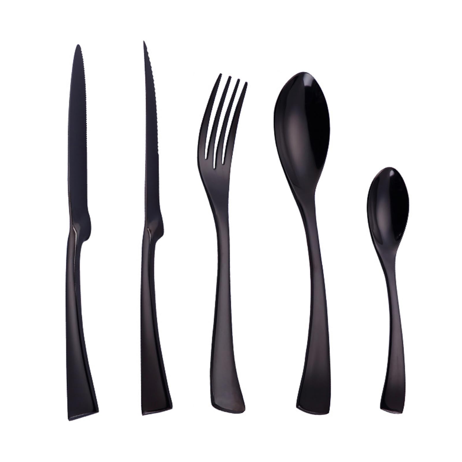 Besteckset Besteck Set Schwarz Edelstahl, Elegant, Klassisch, Langlebig, Im Lieferumfang Sind Ein Messer, Eine Steakgabel Und Ein Löffel Enthalten Für Zuhause, Hotel, Restaurant (20pcs)