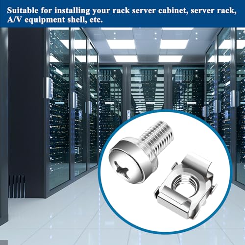 Image of 45 Pack M6 x 16mm Rack Mount Screws,Cage Nuts for Rack Mount Server Shelves,Routers,Rack Mount Server Cabinet.Server Rack Screws,Square Insert Nuts and Washers with Box(Silver)
