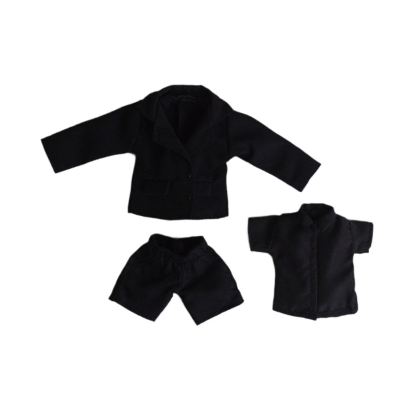 Puppenkleidung Im Maßstab 1:12 – Anzug, Outfit, Modedekoration, Puppen Selber Machen, Geschenk für Kleine Mädchen, Mantel, Hemd, Hose, Kostüm, Schwarz
