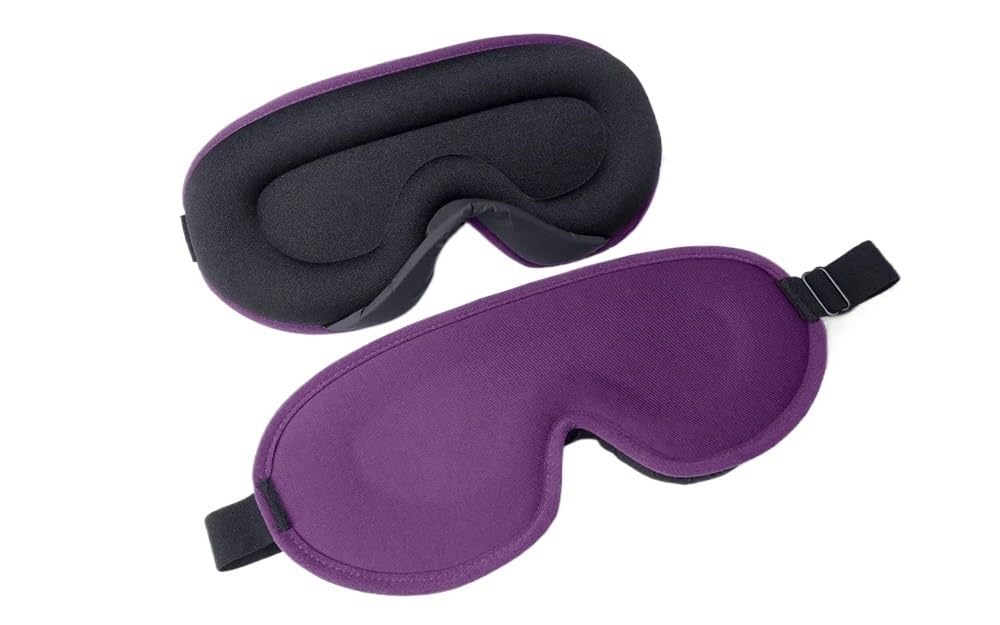Lot de 3 masques de voyage 3D naturels en mousse à mémoire de forme - Rembourré - Type B - Violet