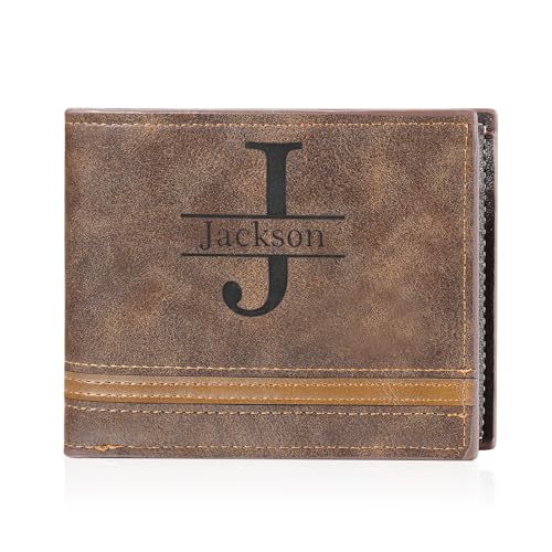 Personalized Photo Wallet for Men Custom Engraved Wallet with Name or Text PU Leather Bifold Wallet with Picture – Unique Gift for Dad, Husband, Son – Father's Day, Birthday Gifts (Styles 4)