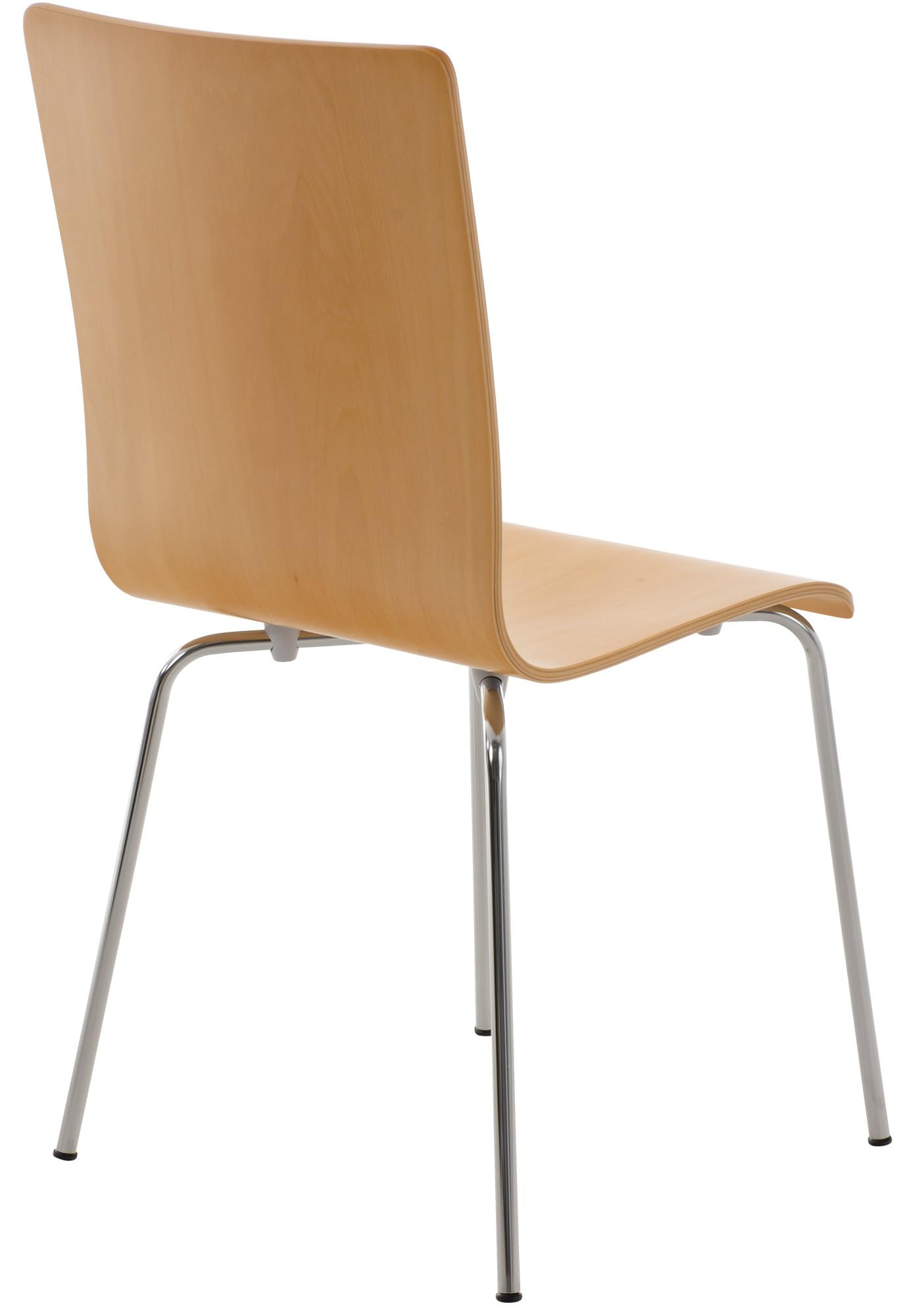 CLP Juego de 4 Sillas de Espera Pepe, Silla de Visitas con Asiento de Madera Ergonómico, Soporte Metálico, Color Natura