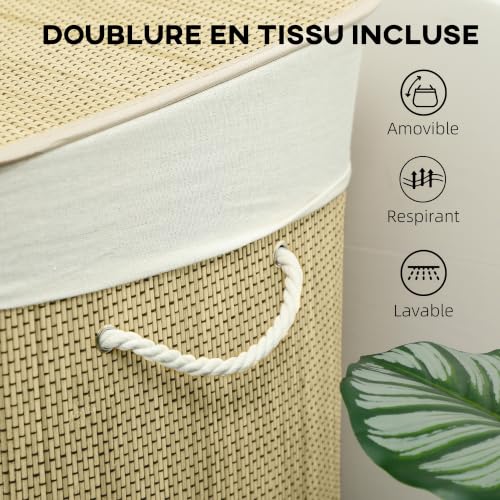 Panier à linge avec couvercle et sac lavable pour trier sans effort