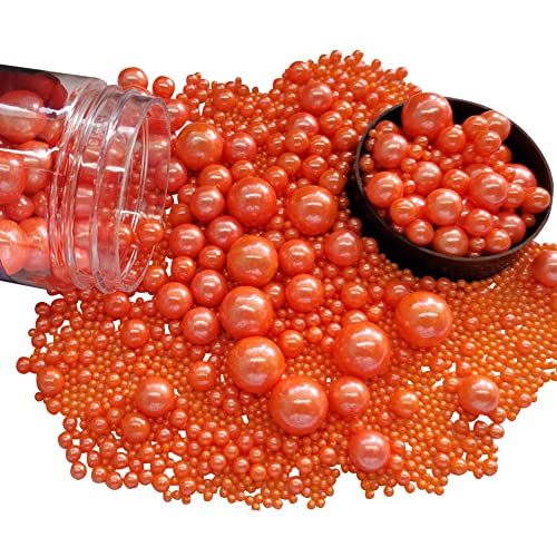 Image of Edible Orange Sugar Pearls Candy Sprinkles 120G / 4.23Ounce Baking Cake Sprinkles Cupcake and Cake Topper Cookie Decorations Wedding Party Valentines Halloween Christmas Supplies