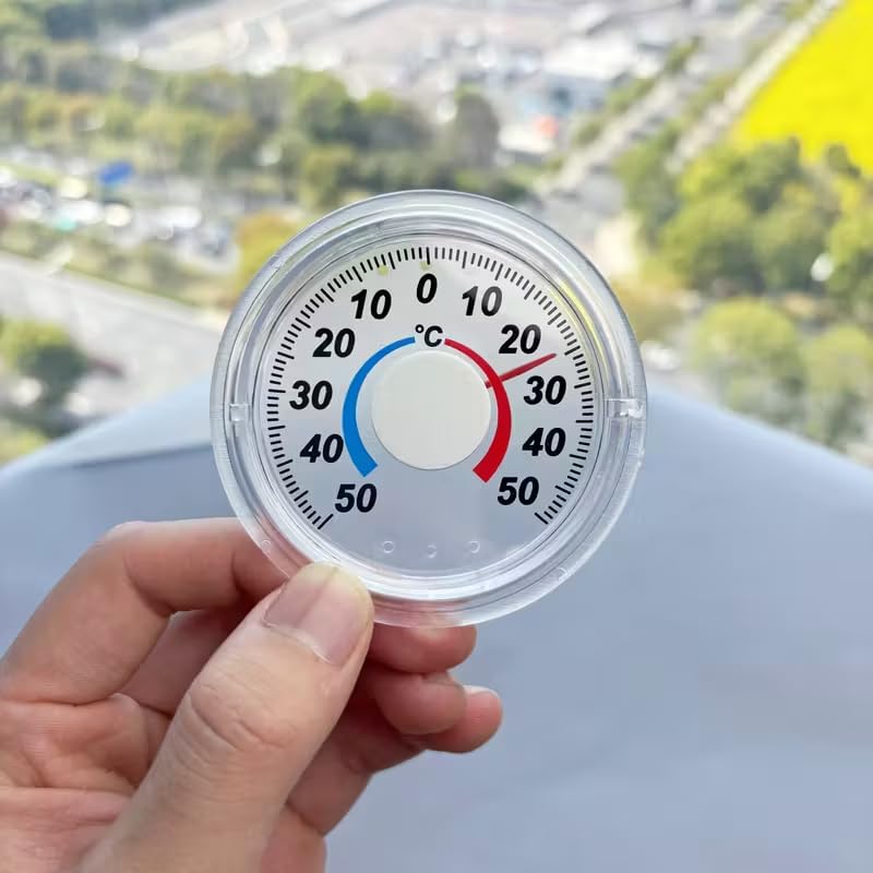 Indoor Outdoor Thermometer Hygrometer, High Accuracy Temperature and Humidity Meter with °C Scale, -50°C to 50°C, Wall Mount Monitor for Home, Greenhouse, Garden and Room （Round） — view 3