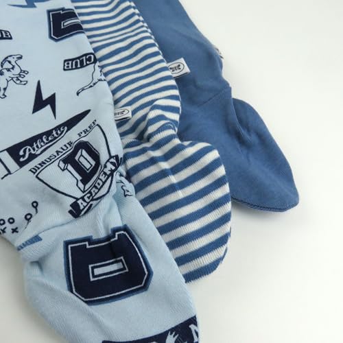 Image of HonestBaby Baby 3-Pack Footed Pants Roomy Fit Pull on Bottoms 100% Organic Cotton for Infant Baby Boys, Girls, Unisex