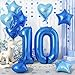 誕生日 バルーン 風船セット 飾り付け 10歳 大きい数字 ナンバー10 ハート 星 スター アルミ風船 10個セット バースデー 飾り 記念日 お祝い パーティー 女の子 男の子 ブルー