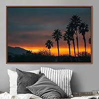 Framed Canvas Wall Art Palm Tree Colorful Cool Group Multicolor Photography Places Realism - 16x24 inches