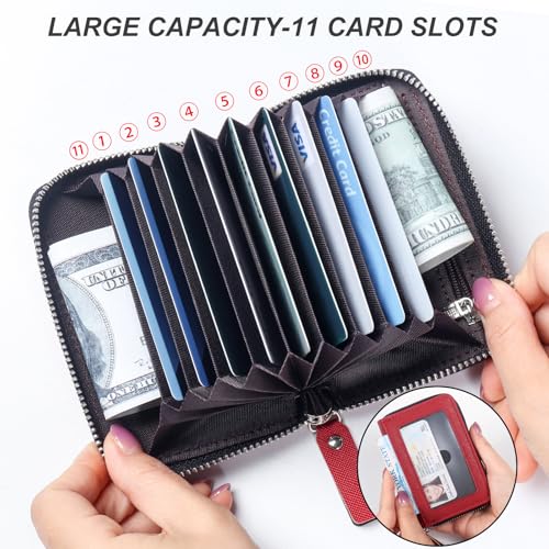 Image of Credit Card Wallet, RFID Card Case Wallet, Zipper Card Cases Holder for Men Women, RFID Blocking, KeyChain Wallet, Compact Size Card Organizer Case for Women