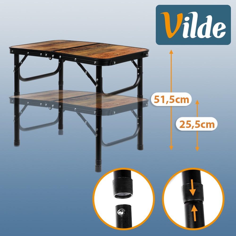 Vilde Składany stół kempingowy z aluminium, 60 x 40 x 25 5/51 5 cm