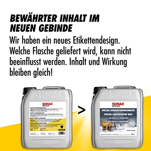 SONAX SpezialKonservierungsWachs (5 Liter) transparentes, salz- und spritzwasserfestes Sprühwachs | Art-Nr. 04855050